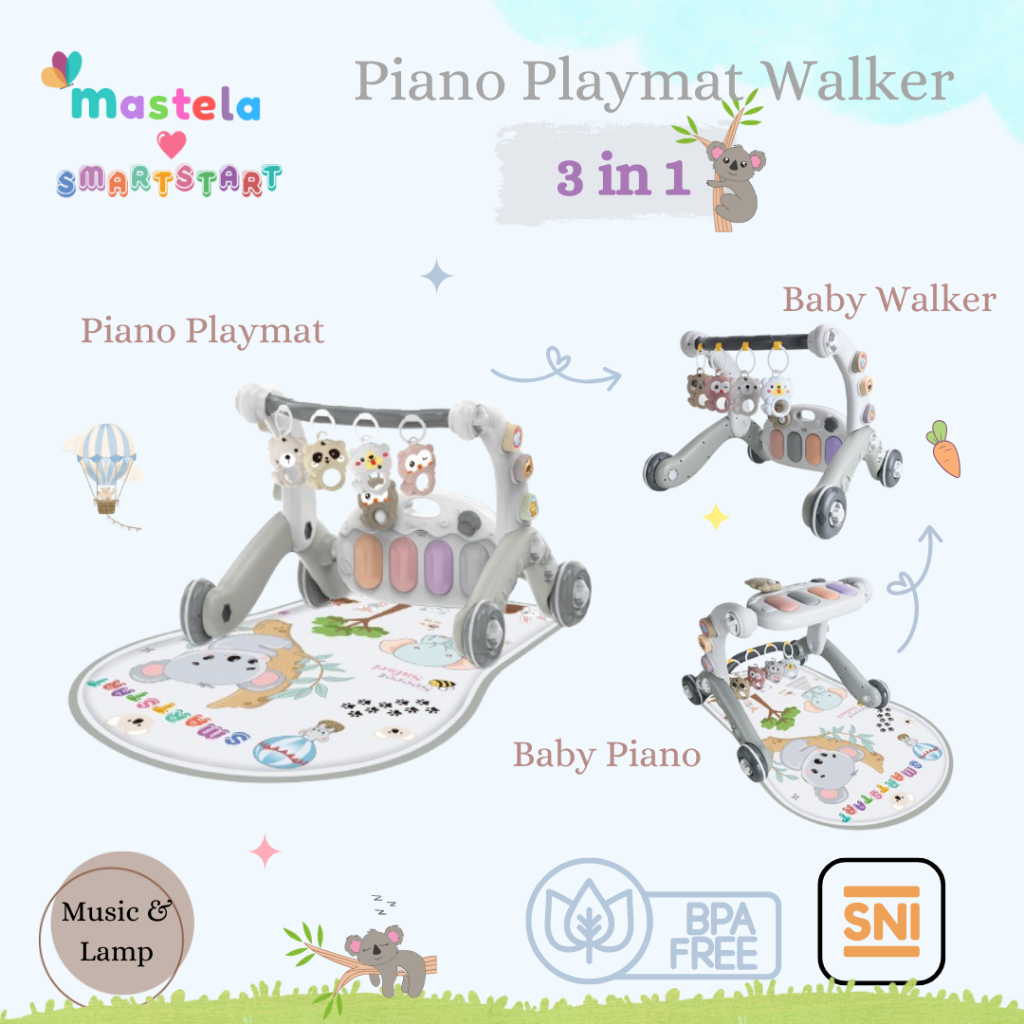 Mastela 3 in 1 Piano Playmat Push Music Walker Mainan Edukasi Bayi - Gambar 4
