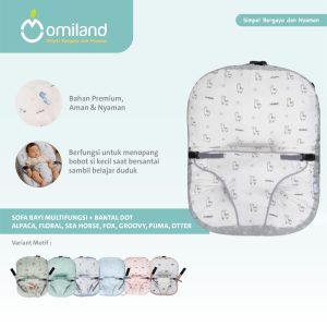 Omiland Sofa Bayi Multifungsi Alpaca Series Plus Bantal Dot Motif Hewan