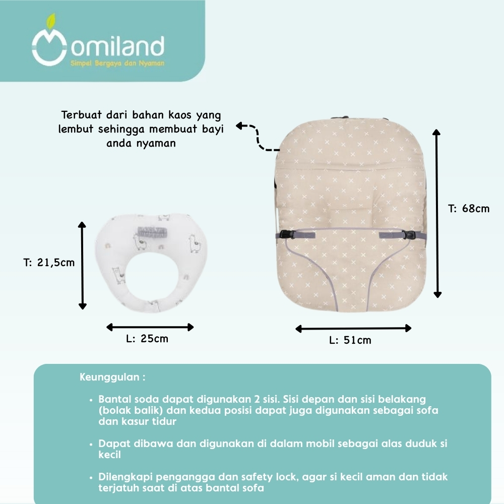 Omiland Sofa Bayi Multifungsi Alpaca Series Plus Bantal Dot Motif Hewan - Gambar 4