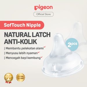 Pigeon SofTouch Nipple Wide Neck 2pcs Box - Nipple Botol Bayi Anti Kolik