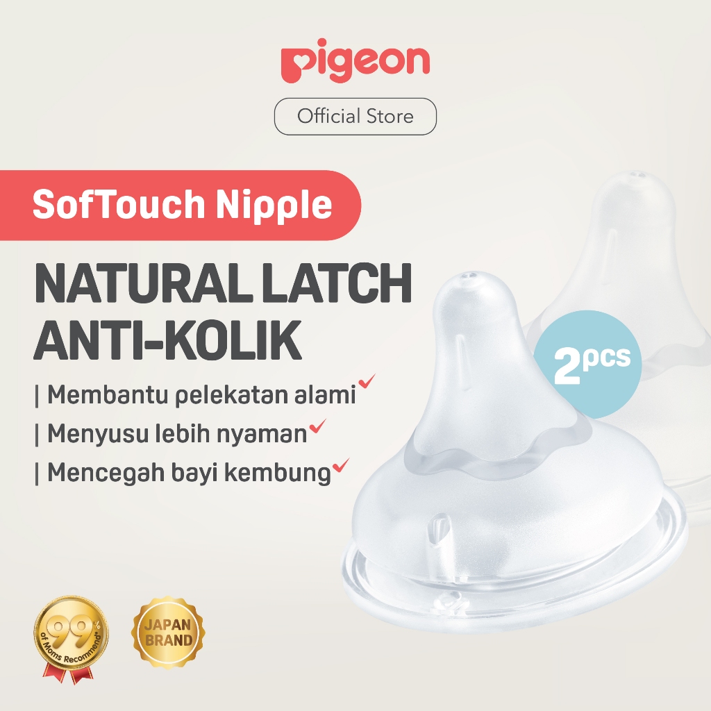 Pigeon SofTouch Nipple Wide Neck 2pcs Box - Nipple Botol Bayi Anti Kolik