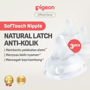 Pigeon SofTouch Nipple Wide Neck 3pcs Blister - Nipple Botol Susu Anti Kolik