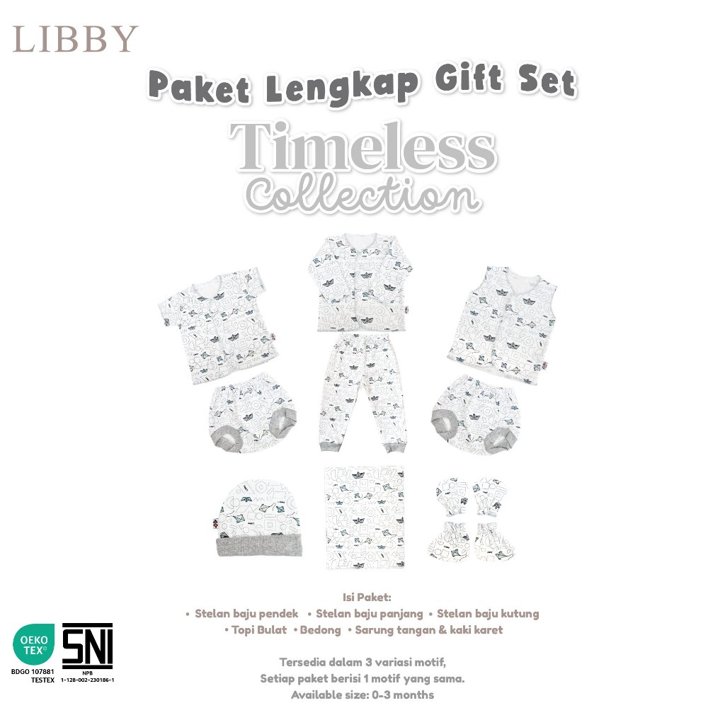 Paket Lahiran Baju Bayi Baru Lahir Libby Gift Set Newborn Timeless Collection - Gambar 4