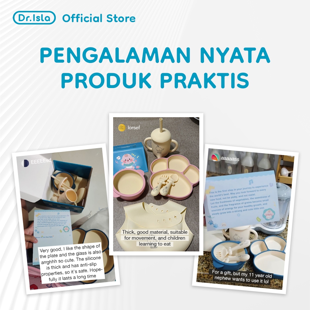Paket Peralatan Makan Anak Dr.isla DBT05 Piring Sekat Cakar Kucing BPA Free - Gambar 10