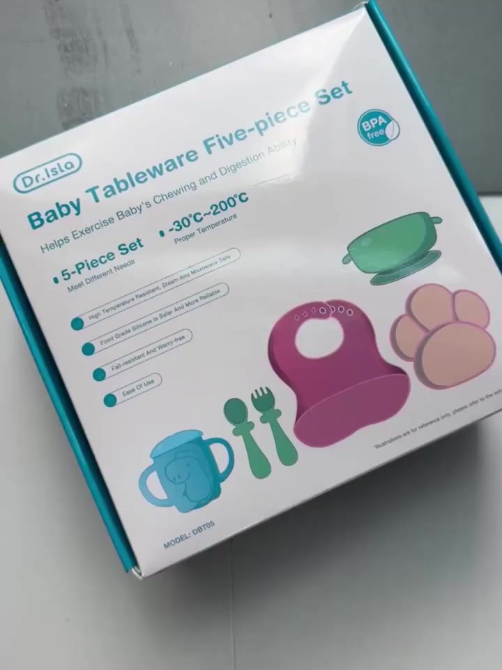 Paket Peralatan Makan Anak Dr.isla DBT05 Piring Sekat Cakar Kucing BPA Free - Gambar 2