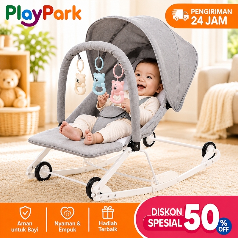 PlayPark 2in1 Bouncer Bayi & Kursi Goyang Portable Ayunan Lipat Space Saving