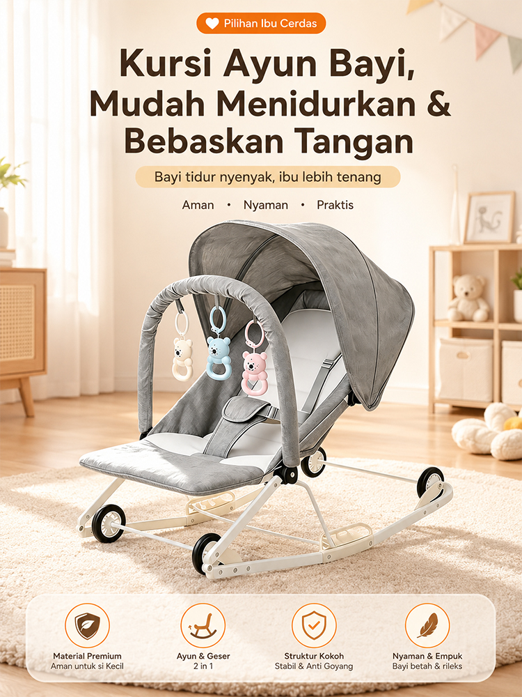 PlayPark 2in1 Bouncer Bayi & Kursi Goyang Portable Ayunan Lipat Space Saving - Gambar 16