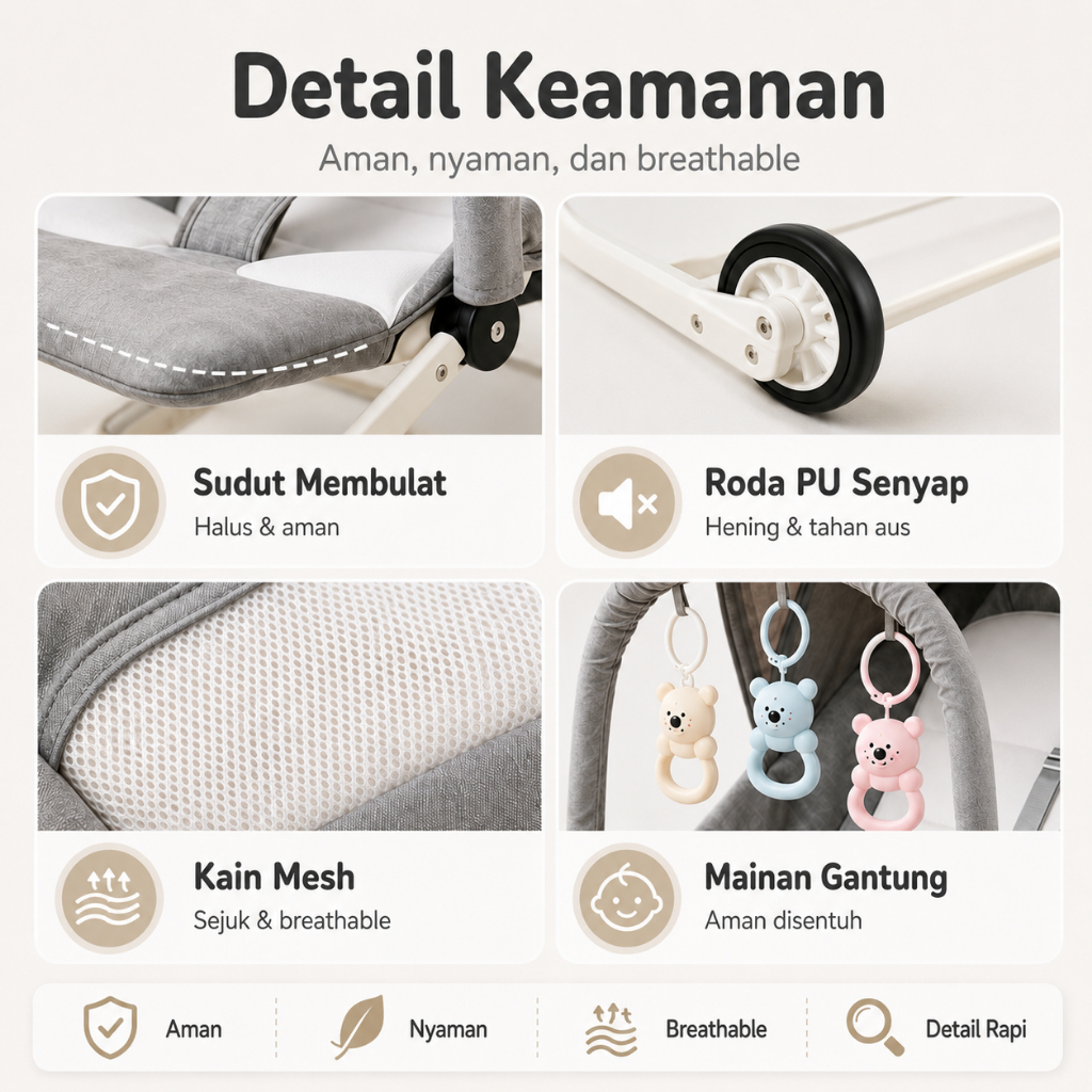PlayPark 2in1 Bouncer Bayi & Kursi Goyang Portable Ayunan Lipat Space Saving - Gambar 13