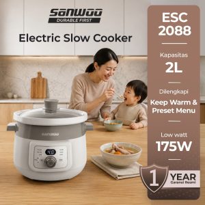 Sanwoo Electric Slow Cooker 2L ESC-2088 Panci Keramik Low Watt 175W