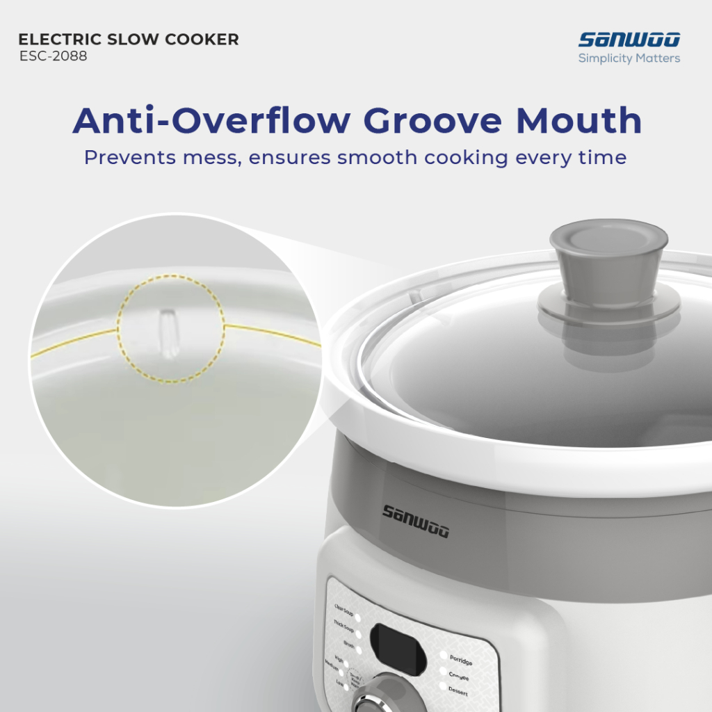 Sanwoo Electric Slow Cooker 2L ESC-2088 Panci Keramik Low Watt 175W - Gambar 7
