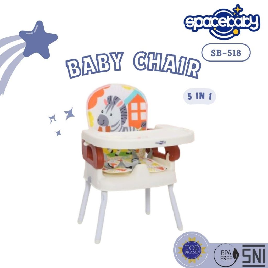 Spacebaby SB 518 Folding Booster Seat Kursi Makan Lipat Anak 5in1