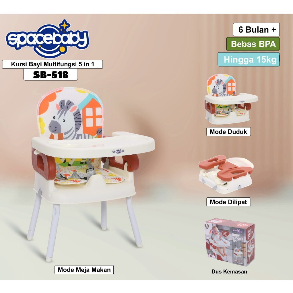 Spacebaby SB 518 Folding Booster Seat Kursi Makan Lipat Anak 5in1 - Gambar 2