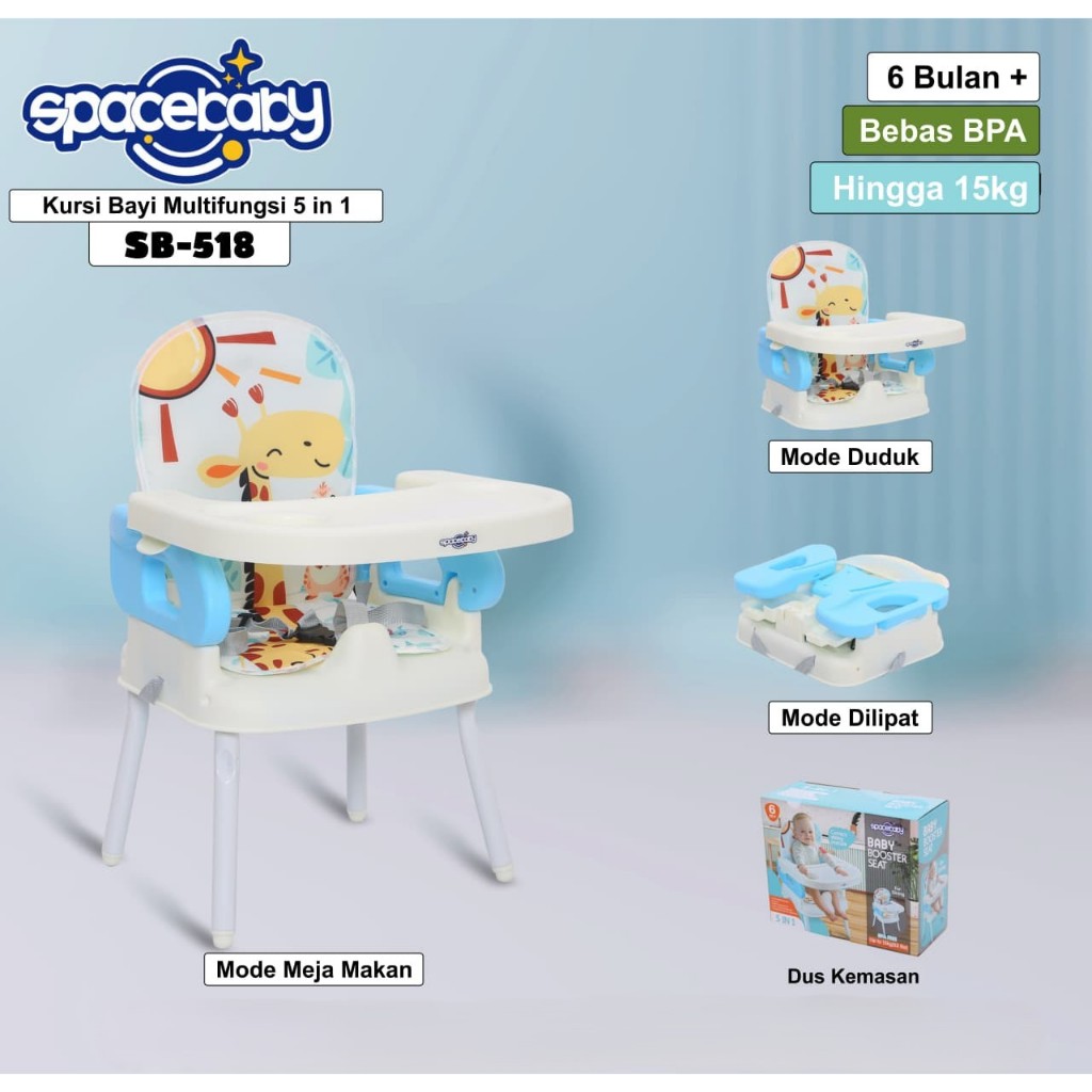 Spacebaby SB 518 Folding Booster Seat Kursi Makan Lipat Anak 5in1 - Gambar 5