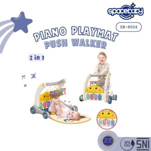 Spacebaby 2in1 Piano Playmat Push Walker SB 8024 Matras Mainan Edukasi Bayi