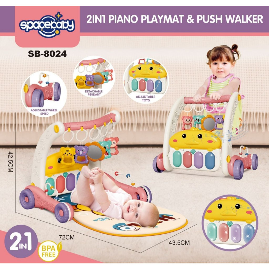Spacebaby 2in1 Piano Playmat Push Walker SB 8024 Matras Mainan Edukasi Bayi - Gambar 5