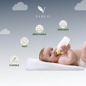 Vablo Bantal Landai Bayi Anti Gumoh Memory Foam Premium Knitting Wool Ergonomis 12 Derajat - GARANSI 2 TAHUN ANTI KEMPES