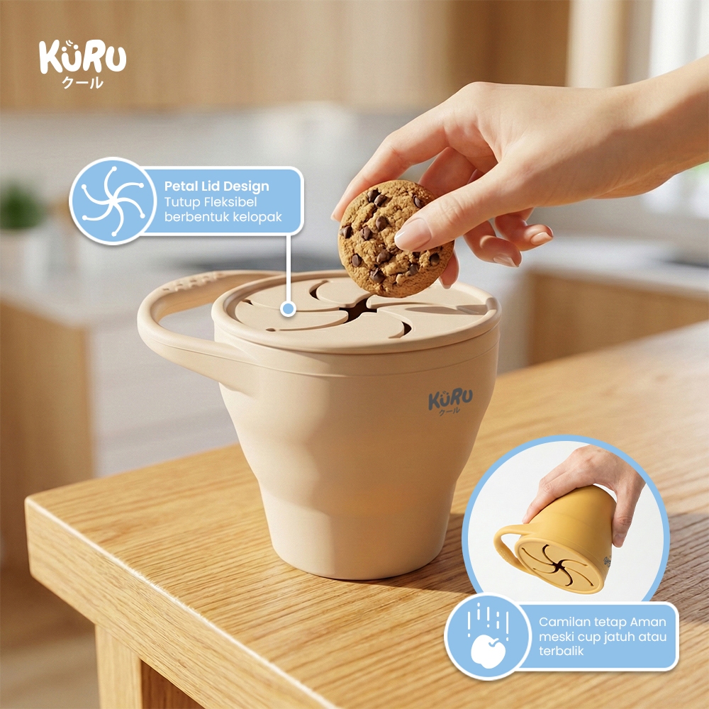 Wadah Camilan Anak Silikon Kuru SC10 Portable Snack Cup Food Grade BPA Free - Gambar 3