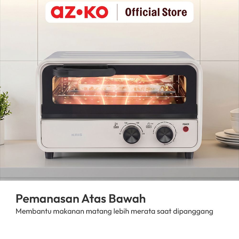 AZKO Kris Oven Toaster 12 Liter Mini Elektrik Low Watt Pemanggang Roti & Kue - Gambar 2