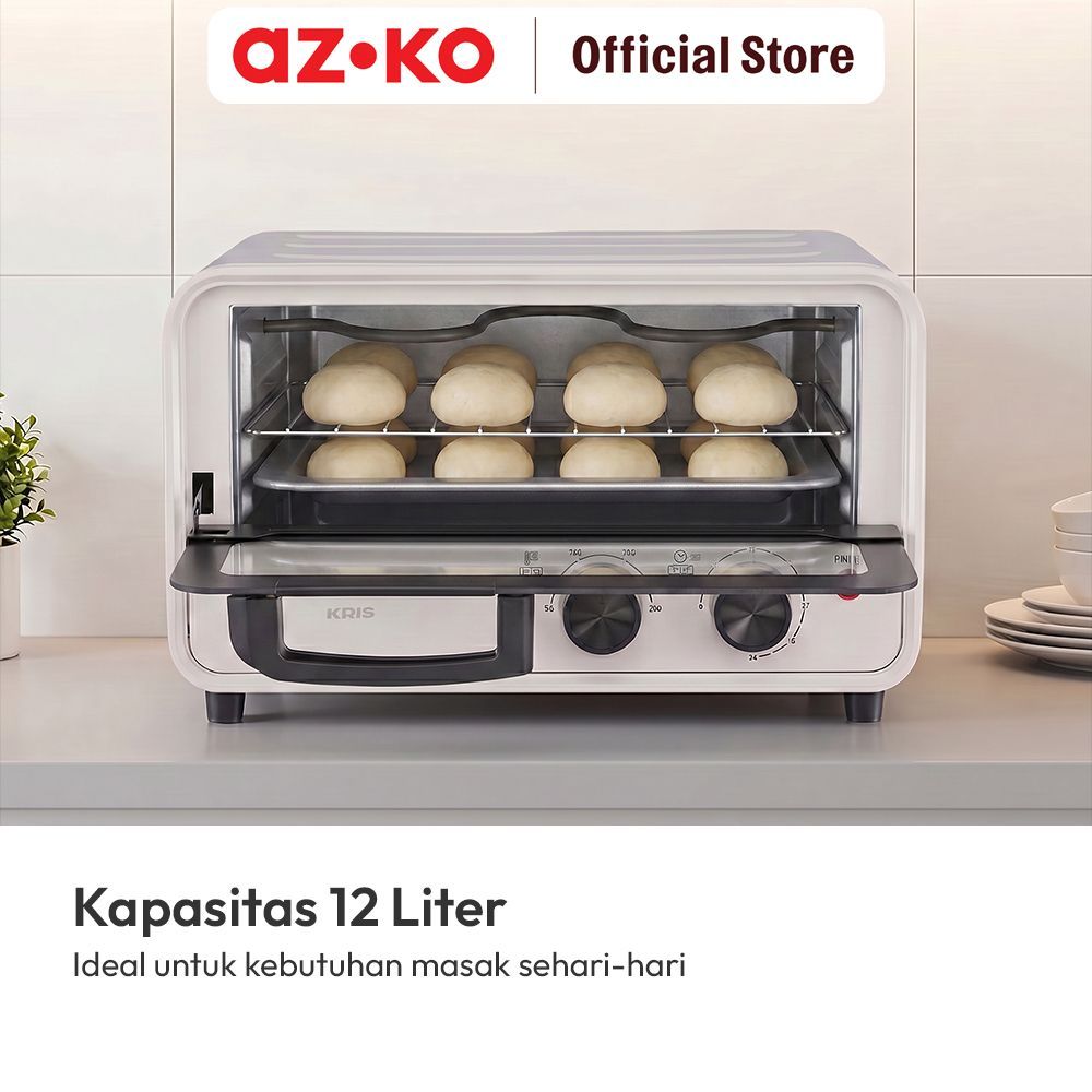 AZKO Kris Oven Toaster 12 Liter Mini Elektrik Low Watt Pemanggang Roti & Kue - Gambar 3