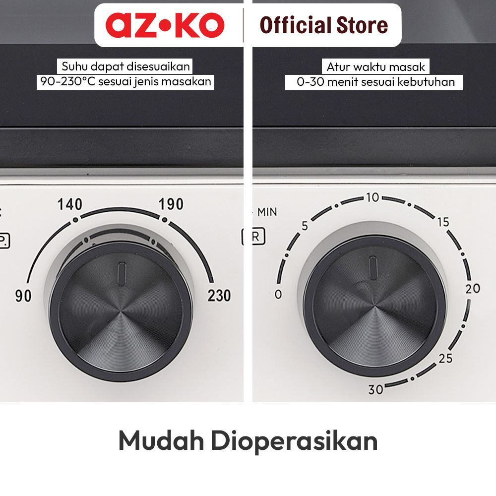 AZKO Kris Oven Toaster 12 Liter Mini Elektrik Low Watt Pemanggang Roti & Kue - Gambar 4