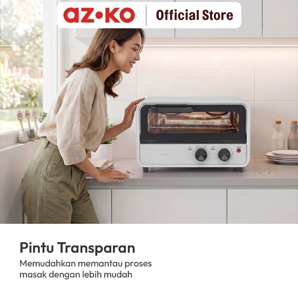 AZKO Kris Oven Toaster 12 Liter Mini Elektrik Low Watt Pemanggang Roti & Kue - Gambar 5