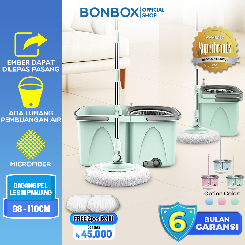 BONBOX Premium Alat Pel BCT706 Ember Terpisah Spin Mop Roda  4. Deskripsi Produk