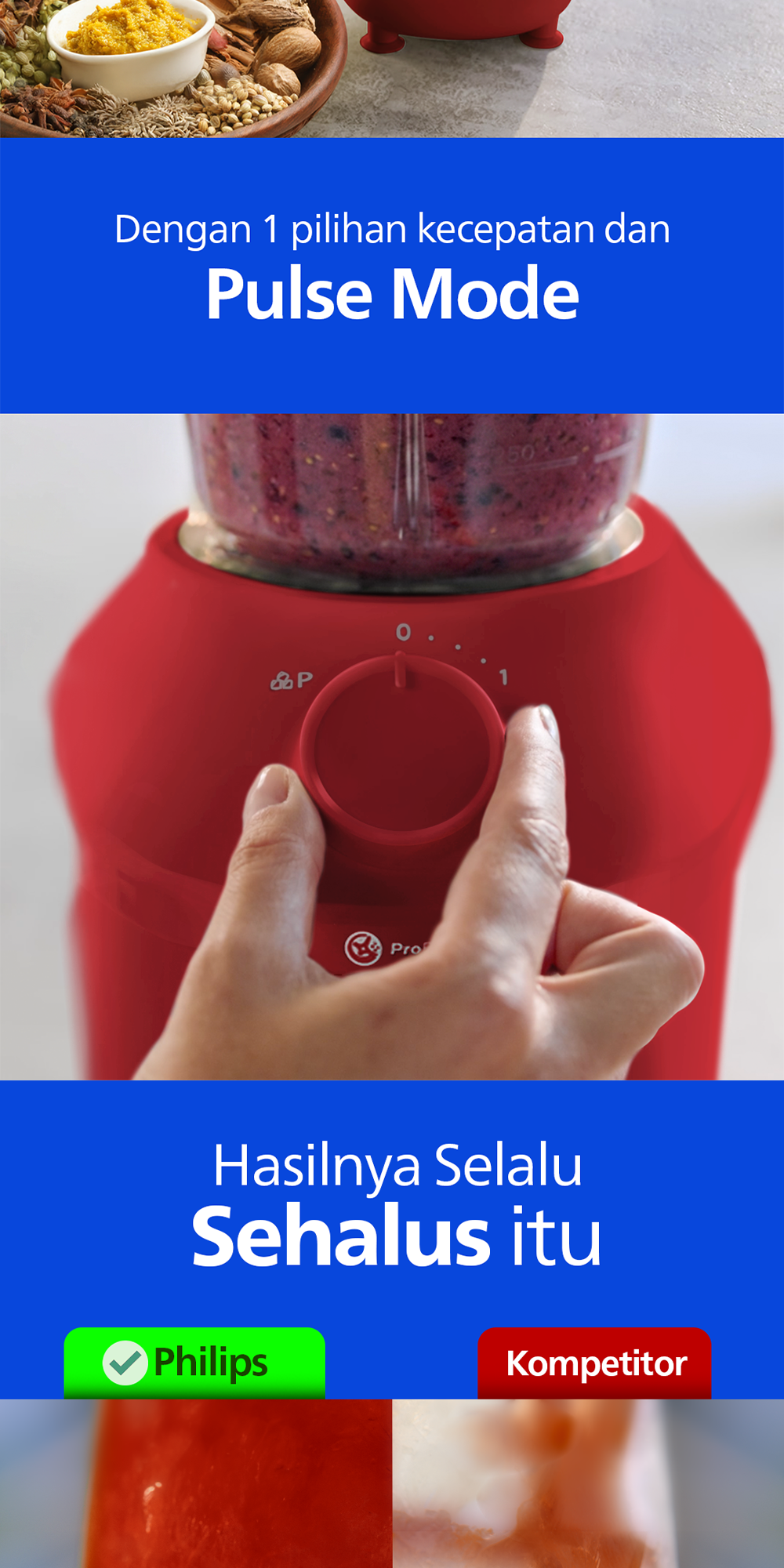 Blender Philips Plastik 1 Liter HR2042/13 Merah - Mesin Jus & Dry Mill Serbaguna Terbaik - Gambar 6