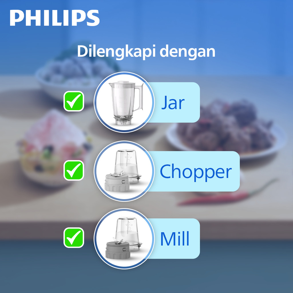 Blender Philips Plastik 1L HR2042/30 Putih - Blender Serbaguna & Dry Mill Original - Gambar 5