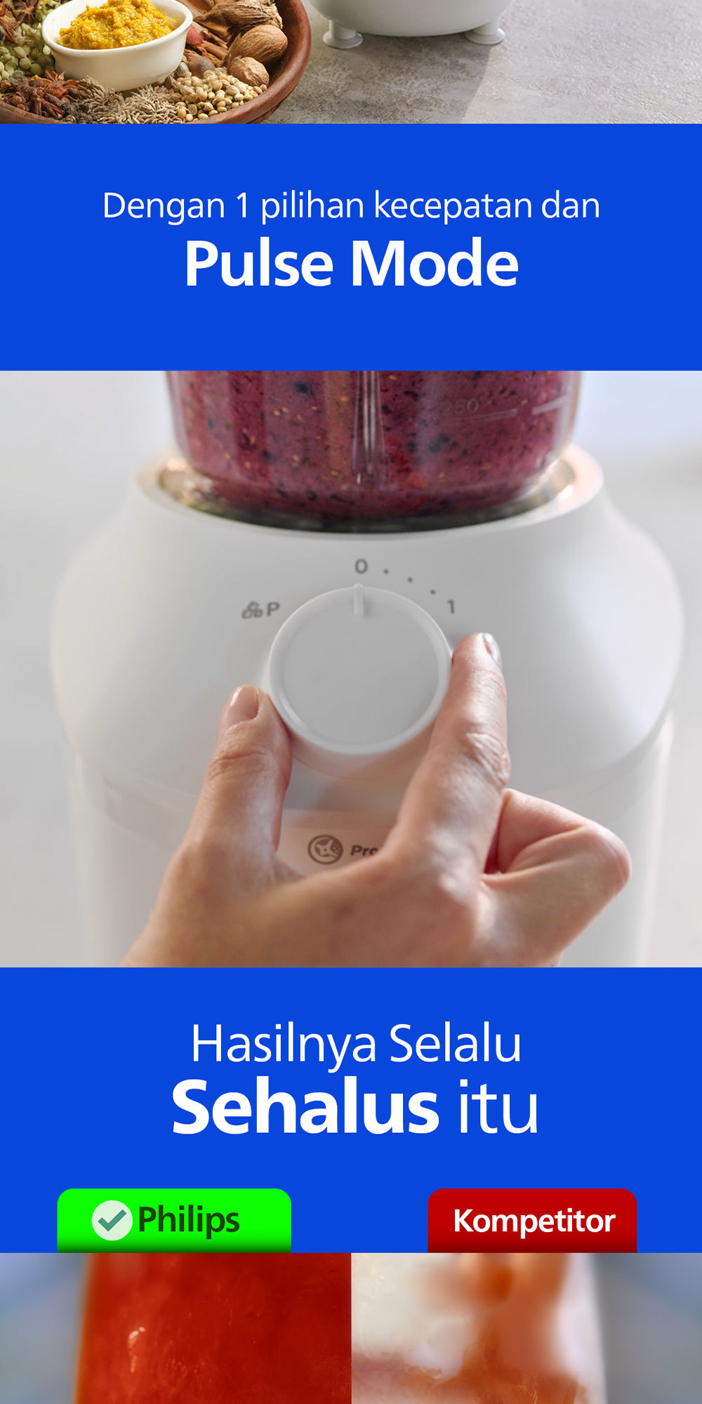 Blender Philips Plastik 1L HR2042/30 Putih - Blender Serbaguna & Dry Mill Original - Gambar 6