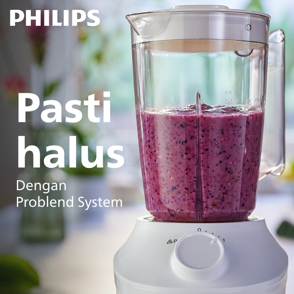 Blender Philips Plastik 1L HR2042/30 Putih - Blender Serbaguna & Dry Mill Original - Gambar 7