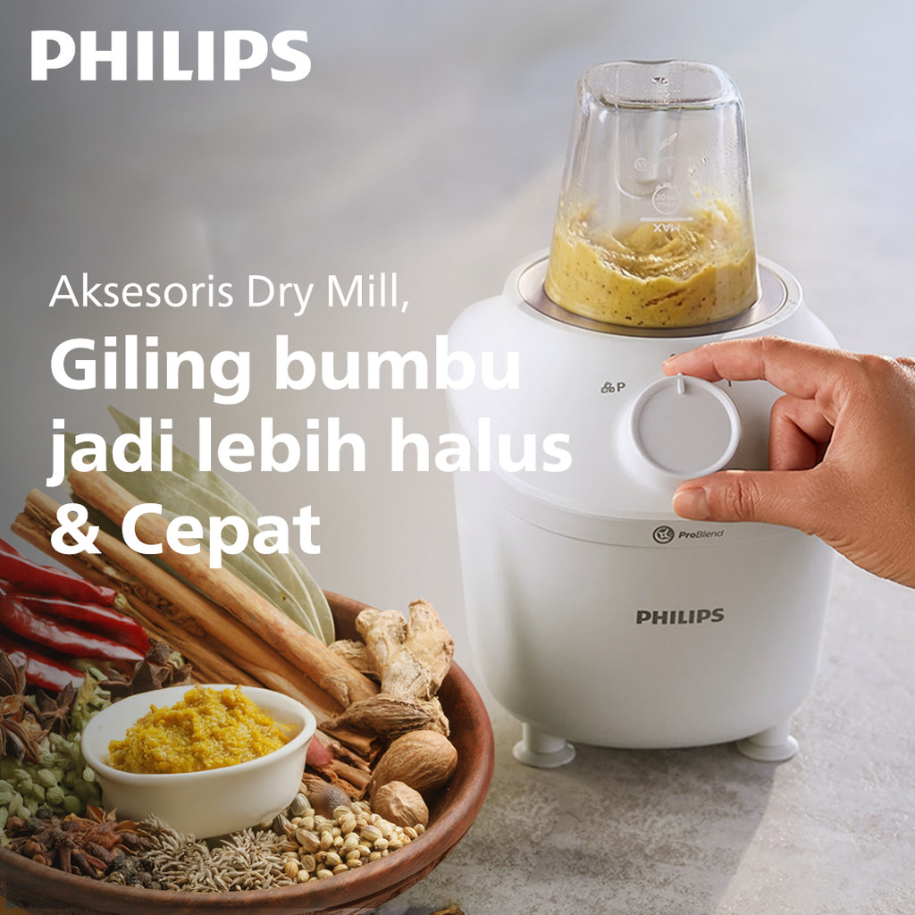 Blender Philips Plastik 1L HR2042/30 Putih - Blender Serbaguna & Dry Mill Original - Gambar 9