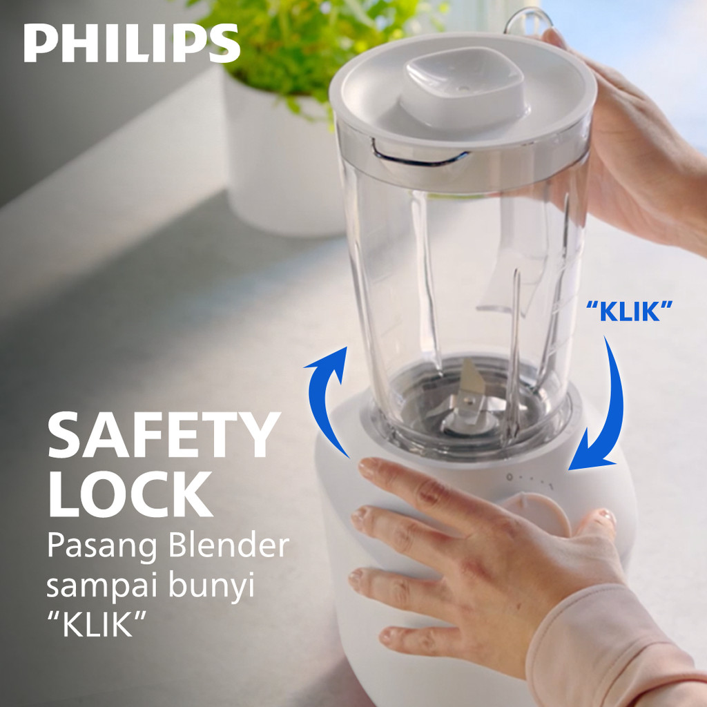 Blender Philips Plastik 1L HR2042/30 Putih - Blender Serbaguna & Dry Mill Original - Gambar 12