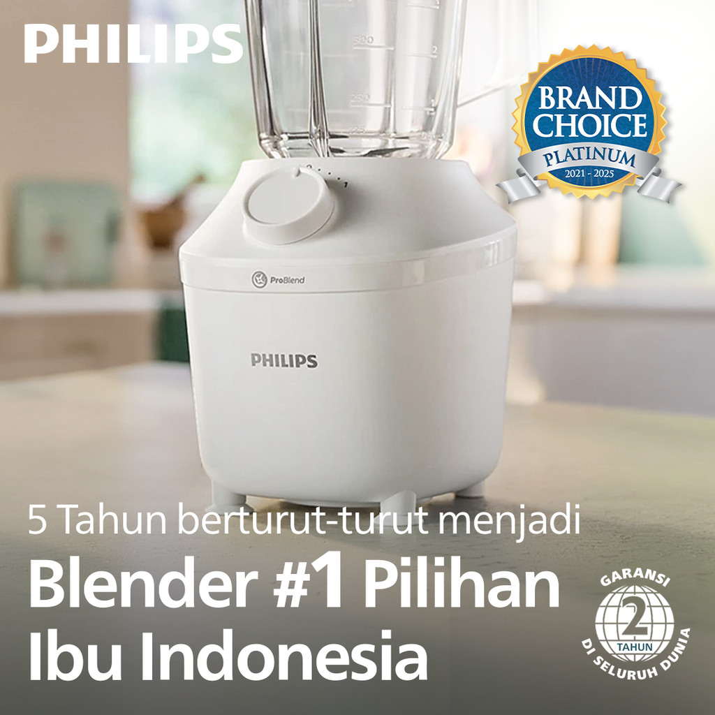 Blender Philips Plastik 1L HR2042/30 Putih - Blender Serbaguna & Dry Mill Original - Gambar 13