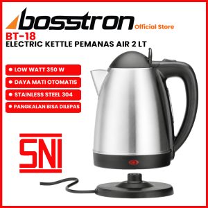 Bosstron Electric Kettle 2 Liter Teko Listrik Stainless Steel 350W Low Watt