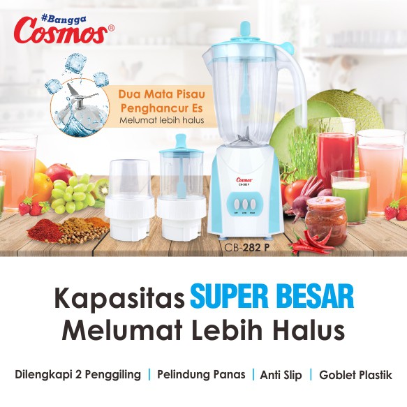 Cosmos Blender CB-282 P 2 Liter Plastik Original + Dry & Wet Mill - Gambar 6
