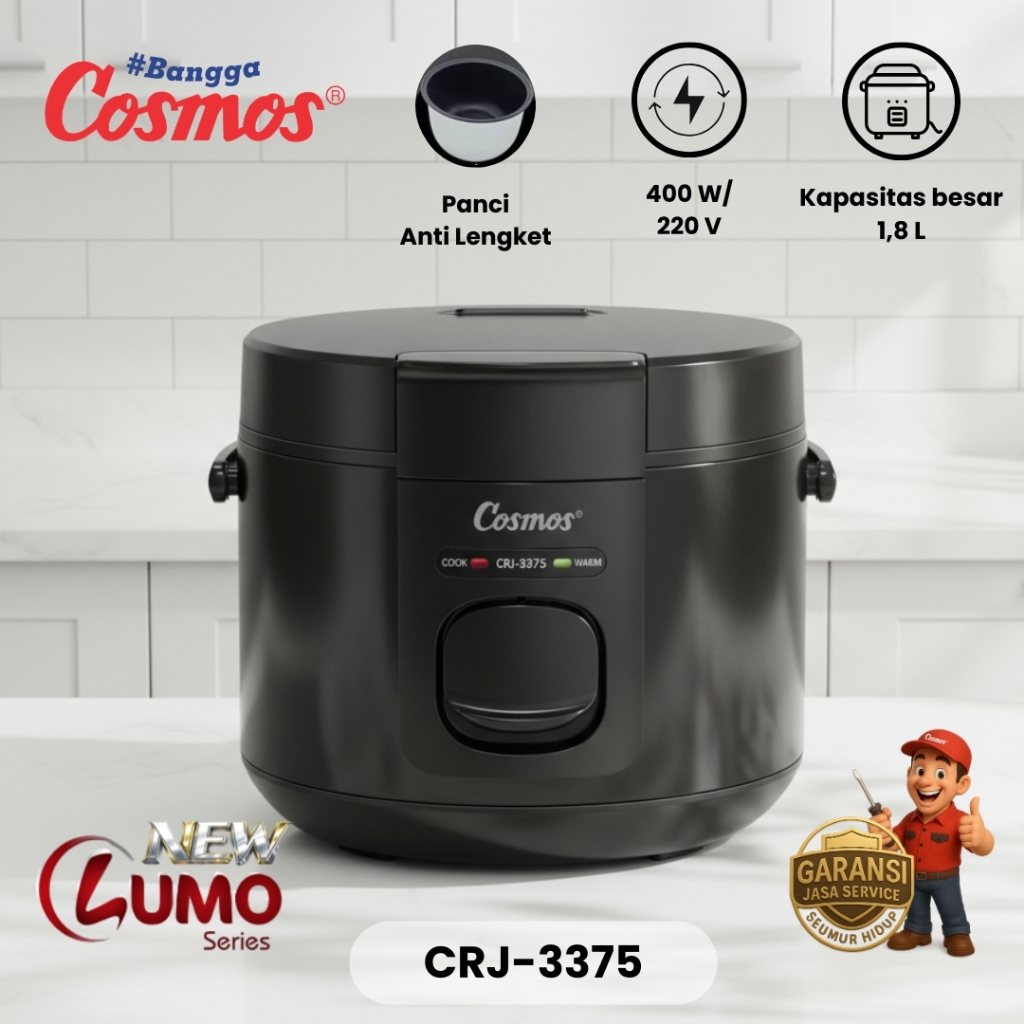 Cosmos CRJ-3375 Rice Cooker Lumo Series 1.8L Penanak Nasi 3in1 Anti Lengket - Gambar 7