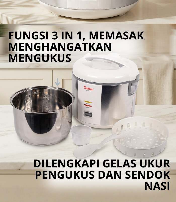 Cosmos Rice Cooker Stainless Steel SUS 304 CRJ-9303 2L & CRJ-9023 0.6L - Gambar 6