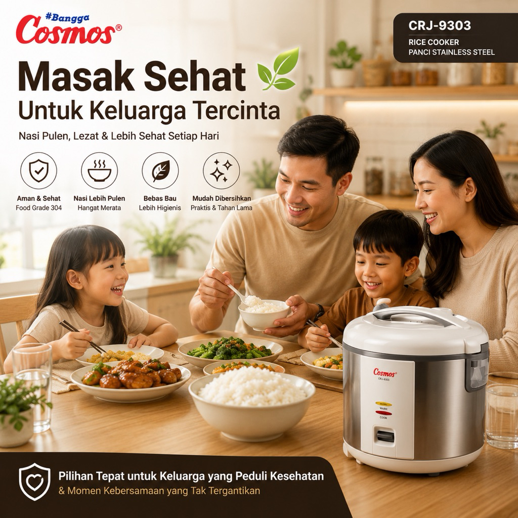 Cosmos Rice Cooker Stainless Steel SUS 304 CRJ-9303 2L & CRJ-9023 0.6L - Gambar 9