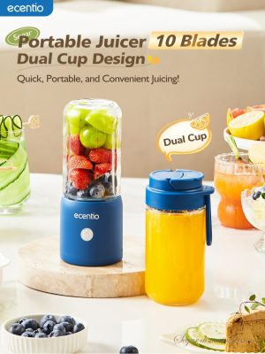 Ecentio Blender Portable Kapsul 10 Pisau 2 Gelas Kaca Juizer Buah Mini Original