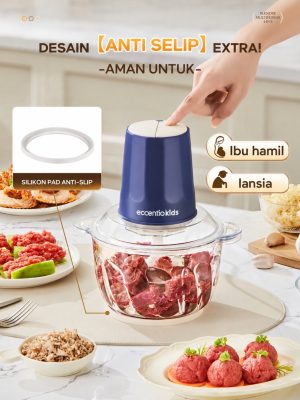 Ecentio Chopper Daging Kaca 2L 350W 6 Mata Pisau Serbaguna