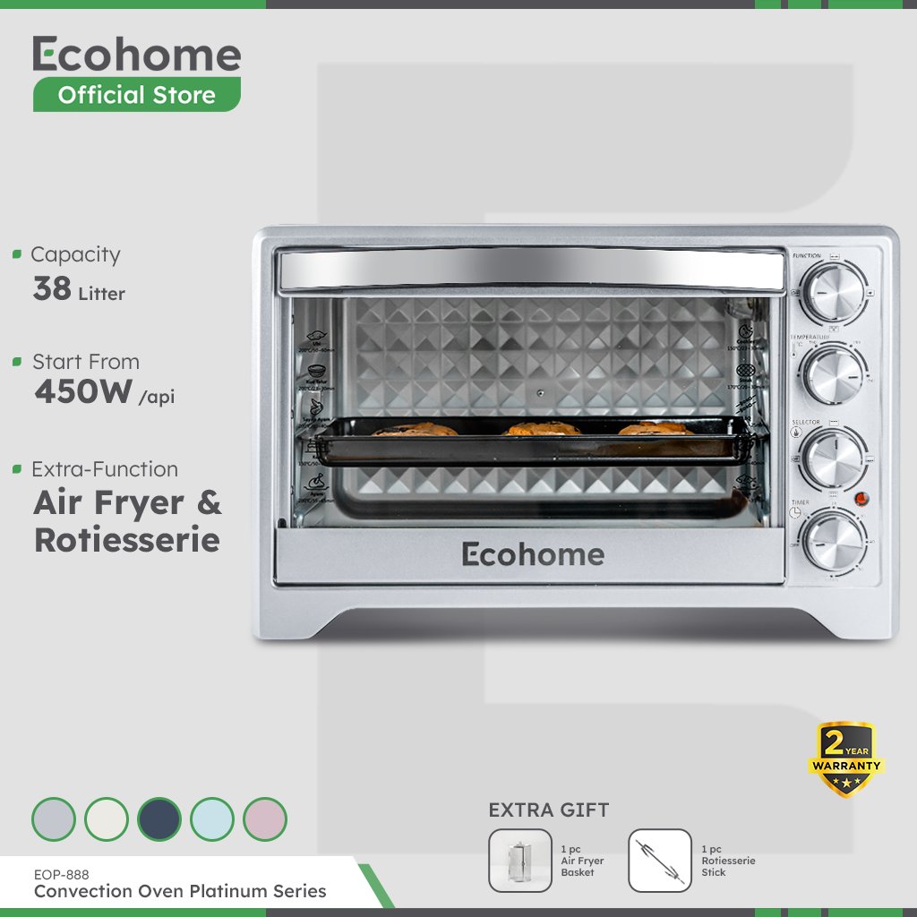 Ecohome Oven Platinum EOP888 38L Low Watt Air Fryer Multifungsi