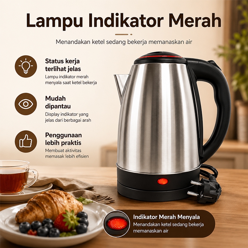 Ketel Listrik Stainless 500W 2L Teko Pemanas Air Otomatis Anti Karat Fixit - Gambar 8
