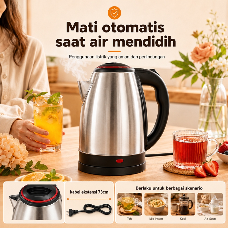 Ketel Listrik Stainless 500W 2L Teko Pemanas Air Otomatis Anti Karat Fixit - Gambar 4