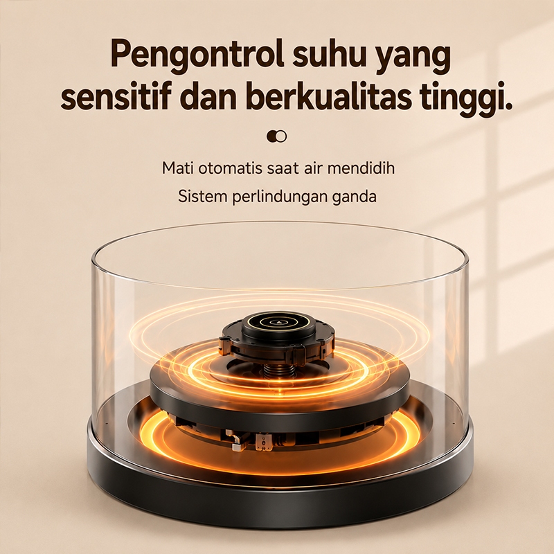 Ketel Listrik Stainless 500W 2L Teko Pemanas Air Otomatis Anti Karat Fixit - Gambar 3