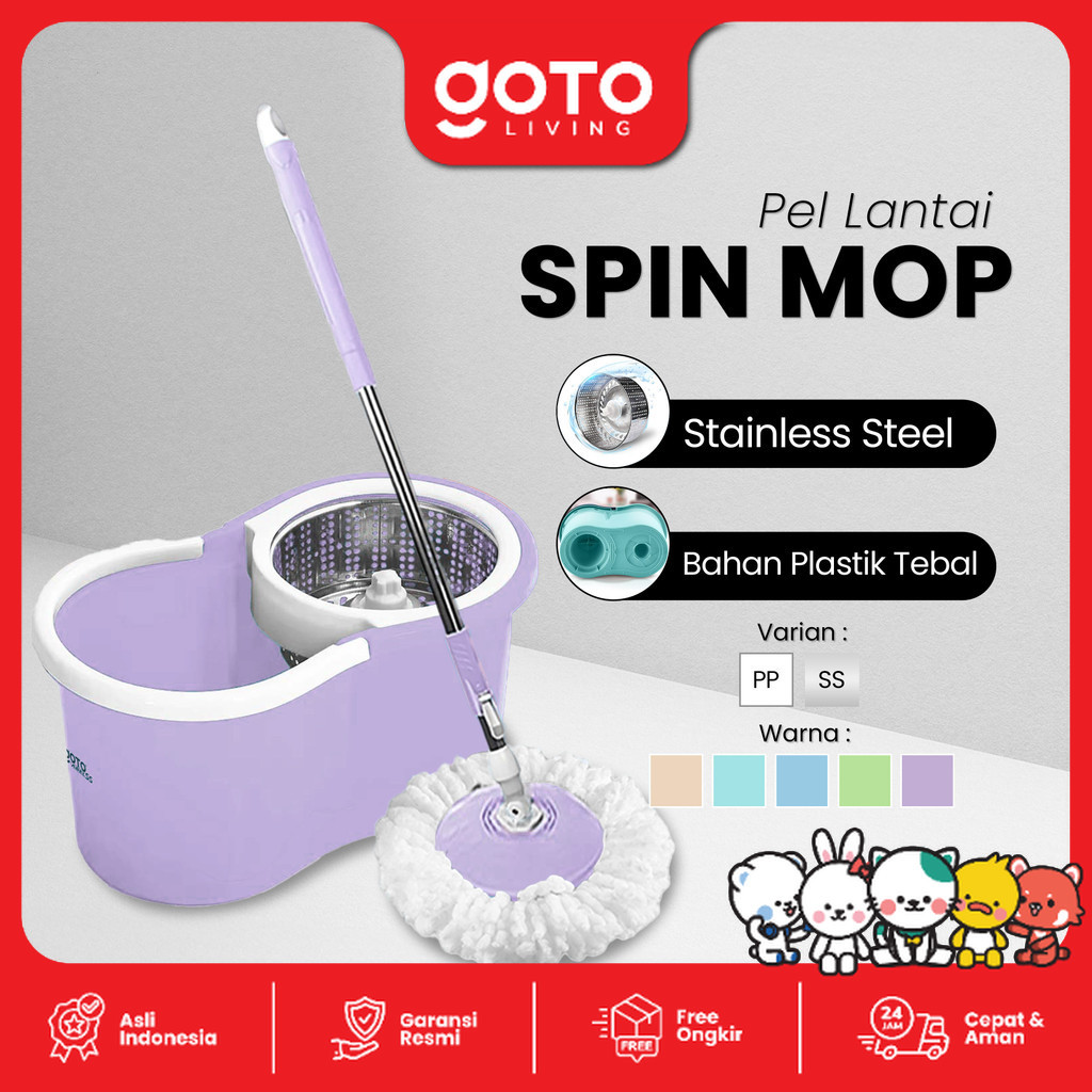 GOTO Abel Spin Mop Alat Pel Lantai Otomatis Putar 360 Praktis