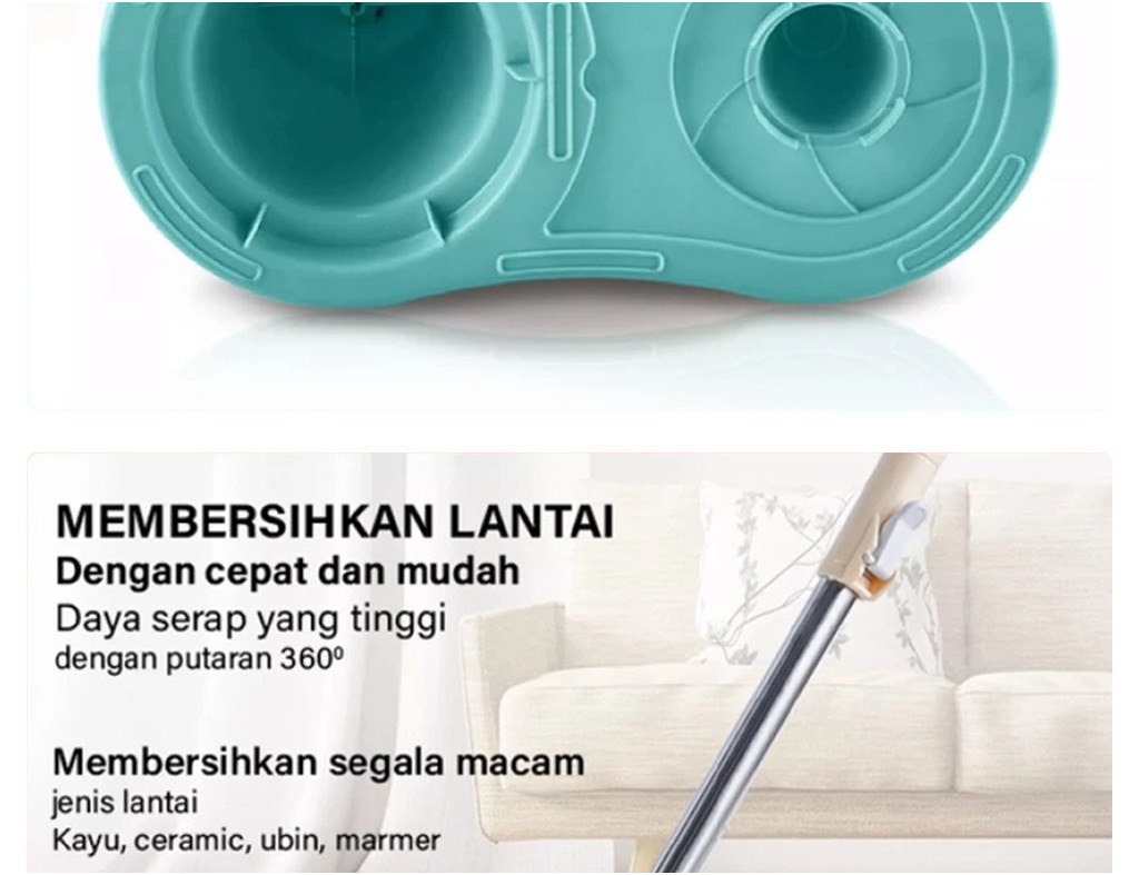 GOTO Abel Spin Mop Alat Pel Lantai Otomatis Putar 360 Praktis - Gambar 10