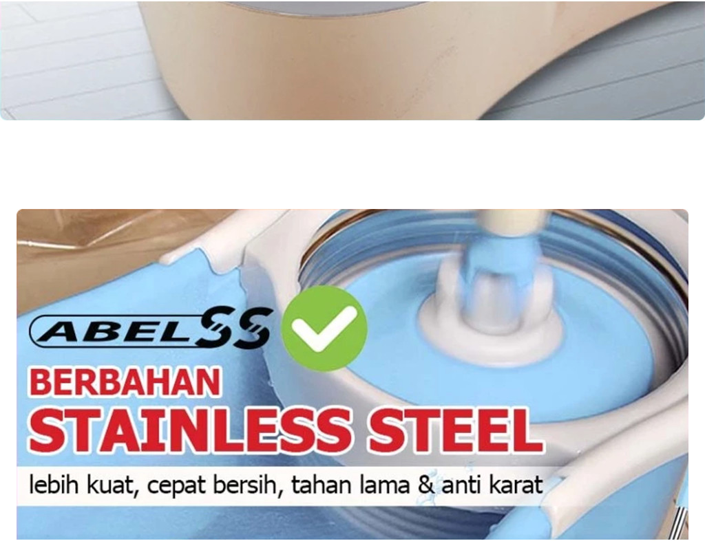GOTO Abel Spin Mop Alat Pel Lantai Otomatis Putar 360 Praktis - Gambar 13