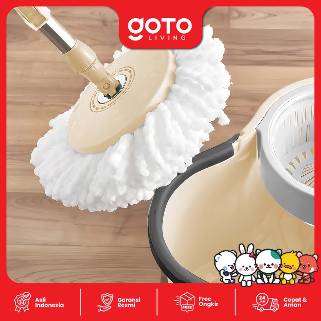 GOTO Abel Spin Mop Alat Pel Lantai Otomatis Putar 360 Praktis - Gambar 6