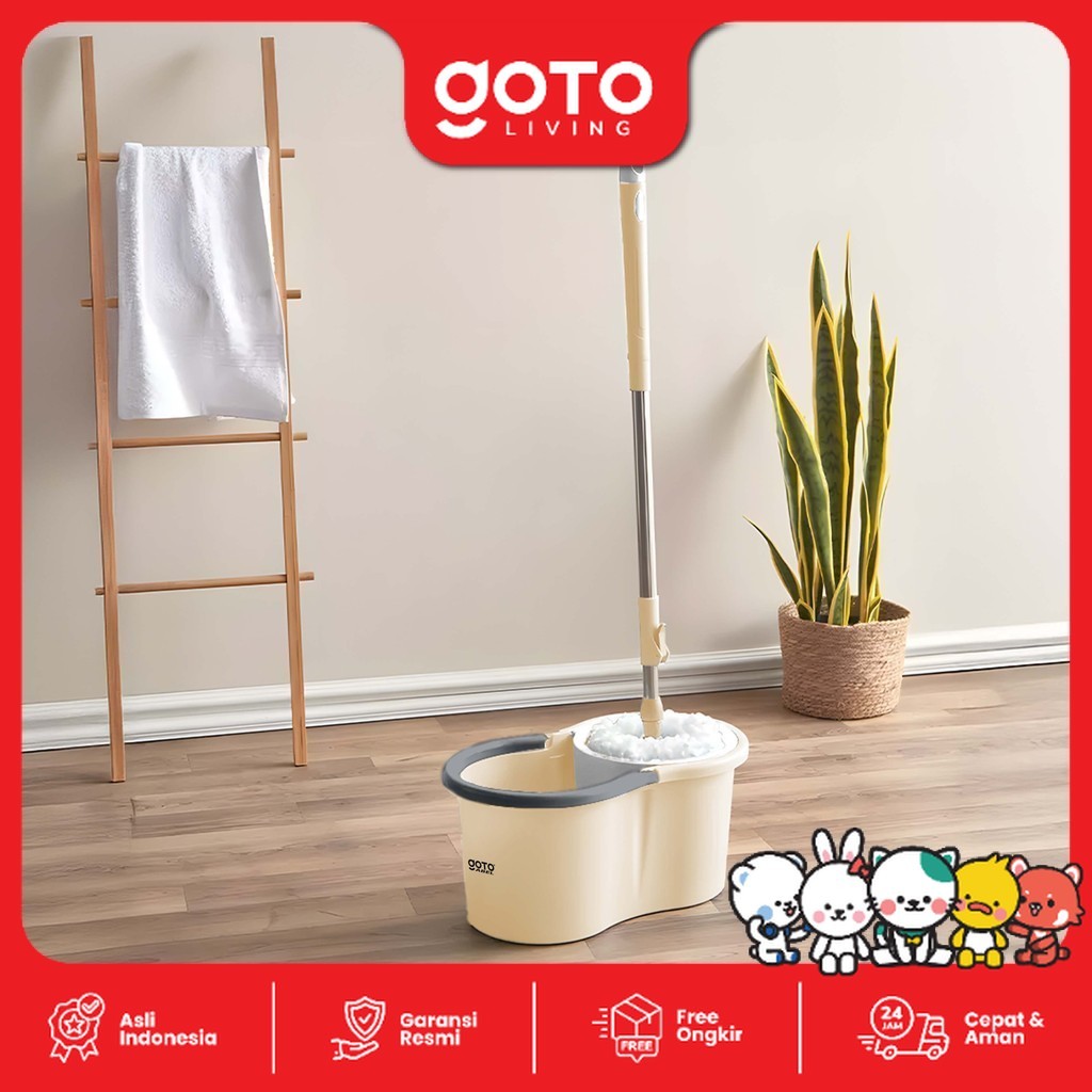 GOTO Abel Spin Mop Alat Pel Lantai Otomatis Putar 360 Praktis - Gambar 7