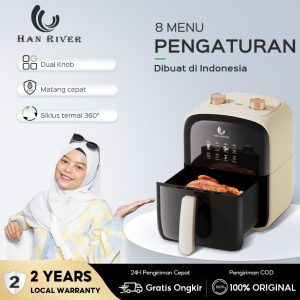 HAN RIVER Air Fryer 4.2 Liter HRAF03WT Penggoreng Udara Low Watt 800W Anti Lengket Garansi 2 Tahun